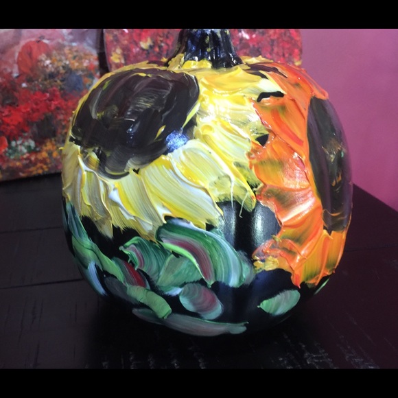 🎃FALL DECOR Hand painted plastic black pumpkin - Picture 5 of 5